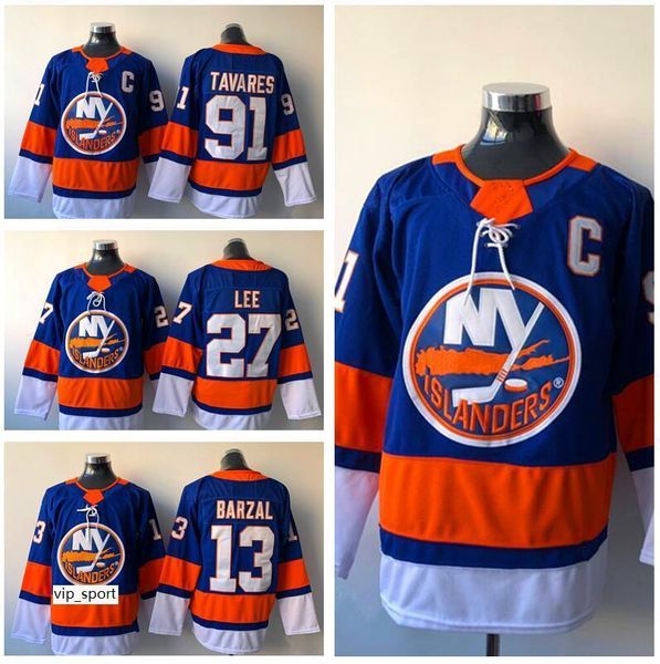 

latest style new york islanders john tavares jersey c patch 91 ice hockey 13 mathew barzal 27 anders lee jerseys all stitched blue man, Black;red