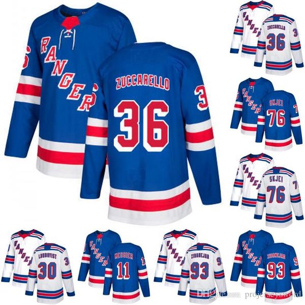 

New York Rangers Jersey 20 Chris Kreider 30 Henrik Lundqvist 36 Mats Zuccarello 76 Brady Skjei 93 Mika Zibanejad Hockey Jerseys
