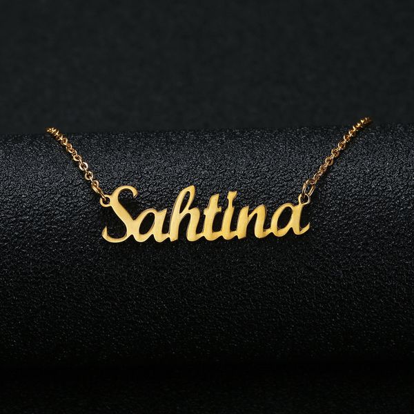 

romantic gift pendant necklace custom personalized name choker gold color handwriting signature customized necklace women, Silver