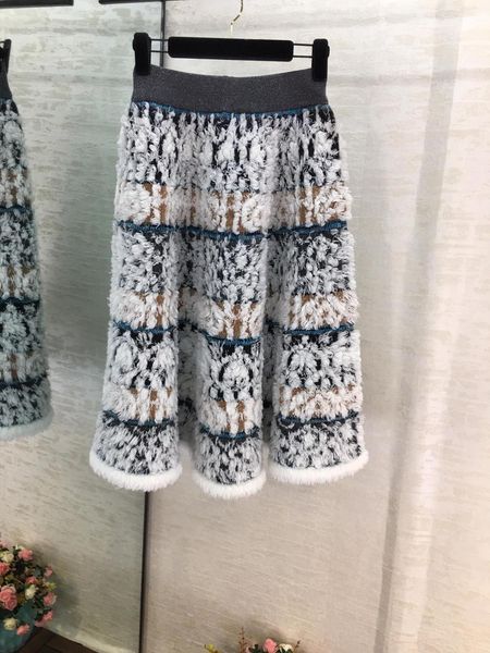 

11,26 пользовательские нити вплетены снежинка поясной ретро женская юбка улица одежды эластичный пояс юбки вязание зонтик юбка, Black