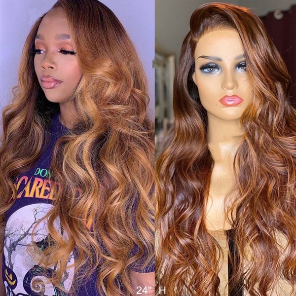 

ombre highlight blonde wavy 13x4 lace front human hair wigs for black women pre plucked peruvian remy hair 150% with baby hair