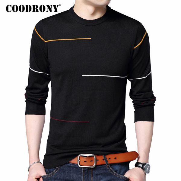 

coodrony cashmere wool sweater men brand clothing 2019 autumn winter new arrival slim warm sweaters o-neck pullover men 7137 sh190930, White;black