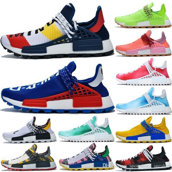 

2019 pharrell williams nmd human race designer sneakers bbc solar pack yellow blue nerd heart mind mens womens nmds running shoes size 36-47