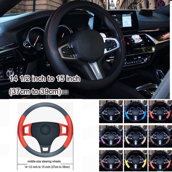 

m size universal leather steering-wheel covers 38cm car steering wheel covers leather fits most car styling