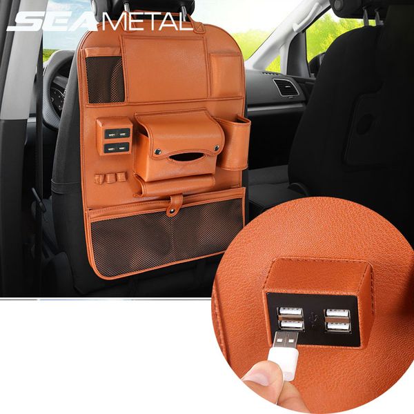 

горячая продажа 2019 автокресло хранения назад организатор авто заднее сиденье сумка для многофункциональный карманный 4 usb charge гнездо п