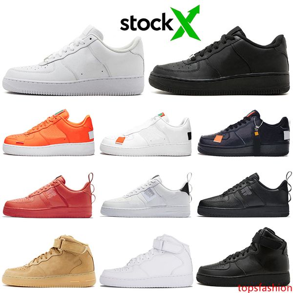 

stock x men women running shoes 1 triple black white chaussures one utility red orange mens trainer fashion sports sneakers platform shoes