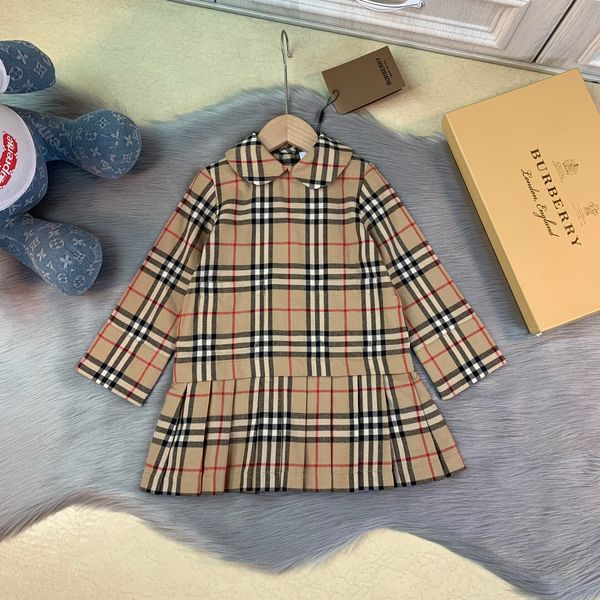 

Autumn kid fa hion vintage plaid dre e long leeve ruffle girl dre children retail clothe, Red;yellow