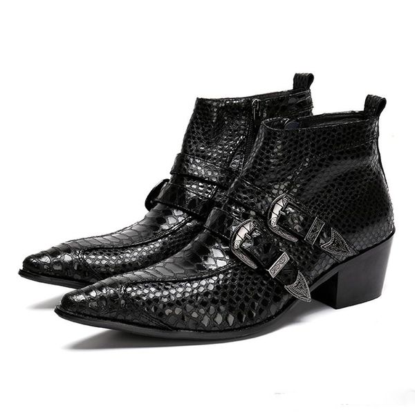 Plus Größe Mode Spitz Alligator Mann Handgemachte Cowboy männlichen paty prom schuhe Aus Echtem Leder High Heels männer Stiefeletten