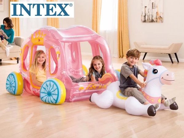 

intex princess carriage toy house children's stuffed toy water inflatable riding floating bed 56514