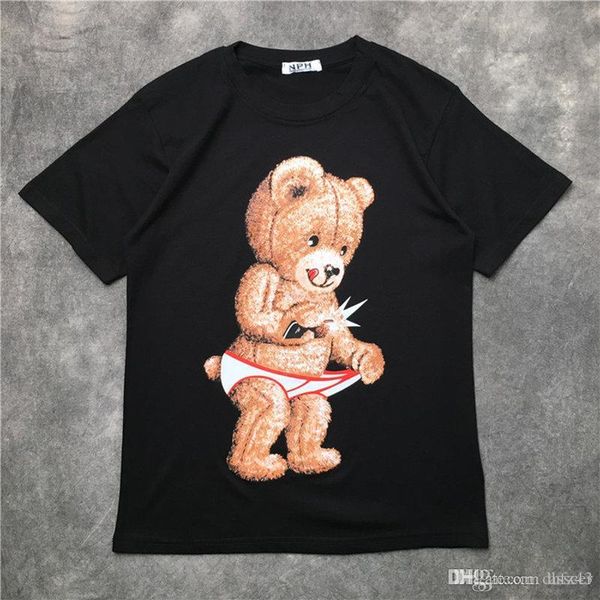 

20ss luxury mens designer t shirt hip hop men women t shirt bear printed short sleeve streetwear size s-xxl, White;black
