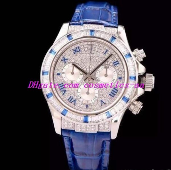 

luxury watch mens white gold auto 40mm diamonds blue strap deployant watch 116599 automatic fashion men's watches wristwatch
