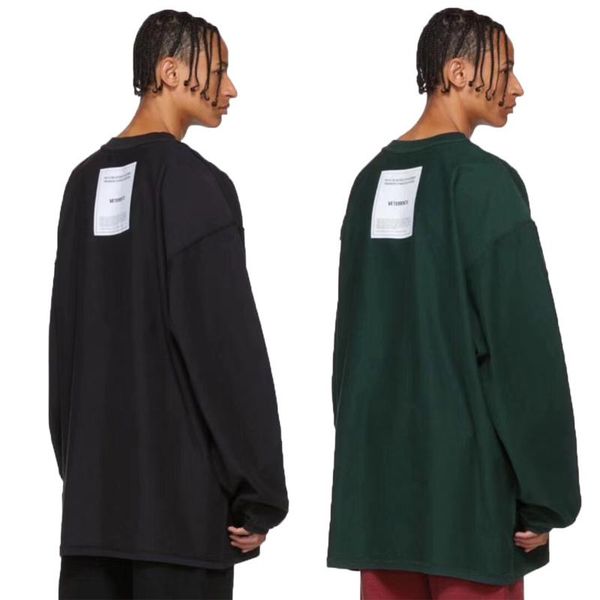 

20ss autumn vetements back patch tee fashion wear inside-out pullover thin hoodie men women designer clothing cotton long sleeve tshirt, White