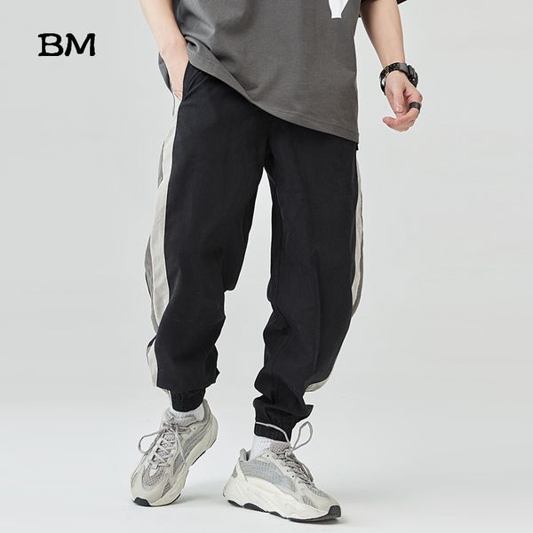 

men's pants casual trousers fashion clothes male japanese streetwear hip hop harem sport kpop korean joggers men stripe sweatpants, Black