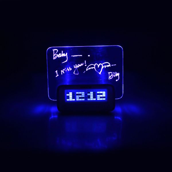 

digital alarm clock message board electronic clock alarm temperature calendar timer blue light table home decoration