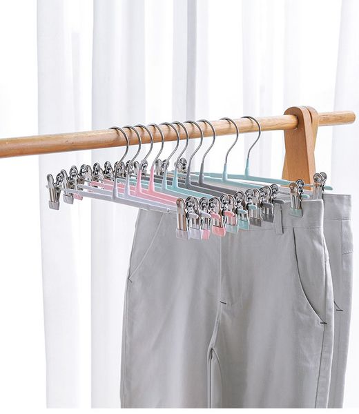 

anti-skidding metal pants hangers with clip windproof skirt storage rack for closet