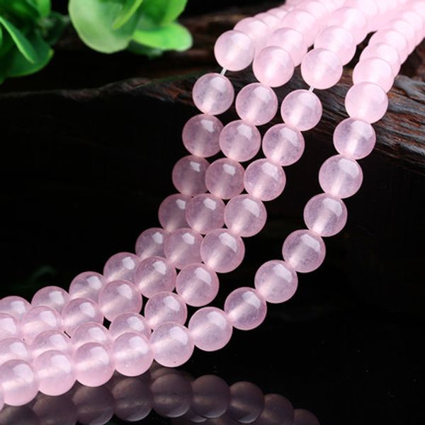 8MM JADE GEMSTONE GRADE A PINK ROUND LOOSE BEADS 15/"