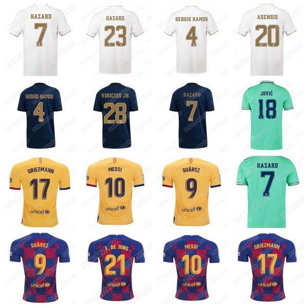 

9 SUAREZ Soccer Jersey 20 ASENSIO 21 F.DE JONG 4 SERGIO RAMOS 7 HAZARD 28 VINICIUS JR. 18 JOVIC Football Jersey