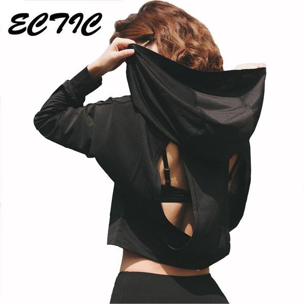 

2018 cool breathable hooded running yoga shirts quick dry fitness yoga sport jersey open back gym workout long sleeve, White;red