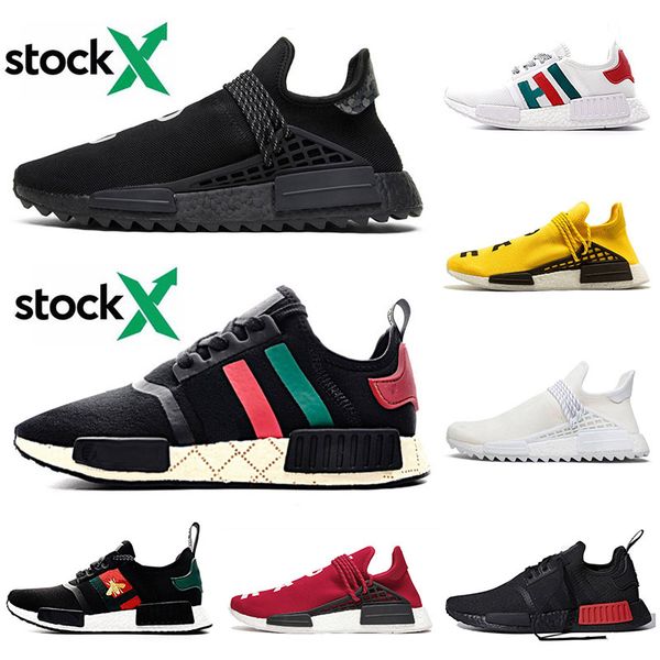 

classic nmd human race r1 racer men women running shoes pharrell williams hu trail nerd black blank canvas oreo trainers xr1 run sneakers