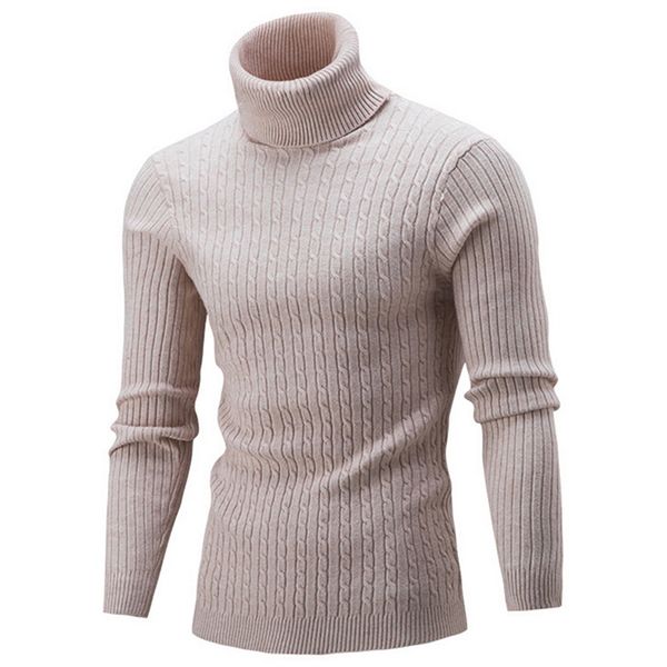 

mjartoria autumn warm turtleneck sweater men fashion solid knitted mens sweaters 2020 casual male double collar slim pullover2, White;black