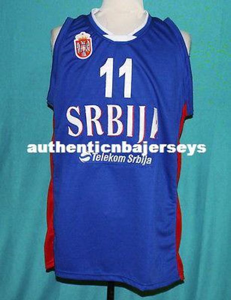 

#11 vladimir lucic team serbia basketball jersey retro stitched embroidery customize any name number xs-6xl vest jerseys, Black;blue