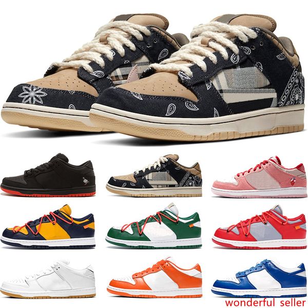 

designer shoes travis scotts dunk low skateboard casual shoe women sneakers white orange green sports chaussures size 36-45