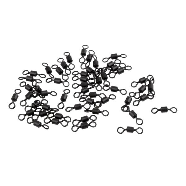 

50pcs high strength barrel rolling swivels solid ring connector sea carp coarse rig fishing for bass trout in saltwater and freshwater