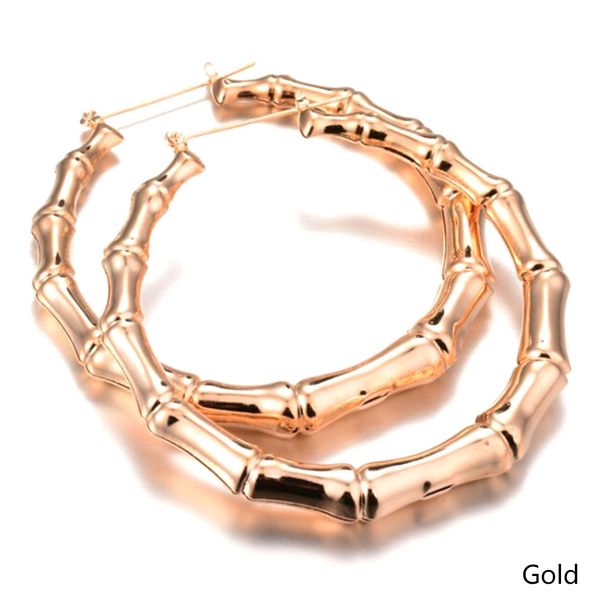 

1 pair new arrival trendy bamboo hoop earrings women female gold silver color color classic jewelry gifts 2018, Golden;silver