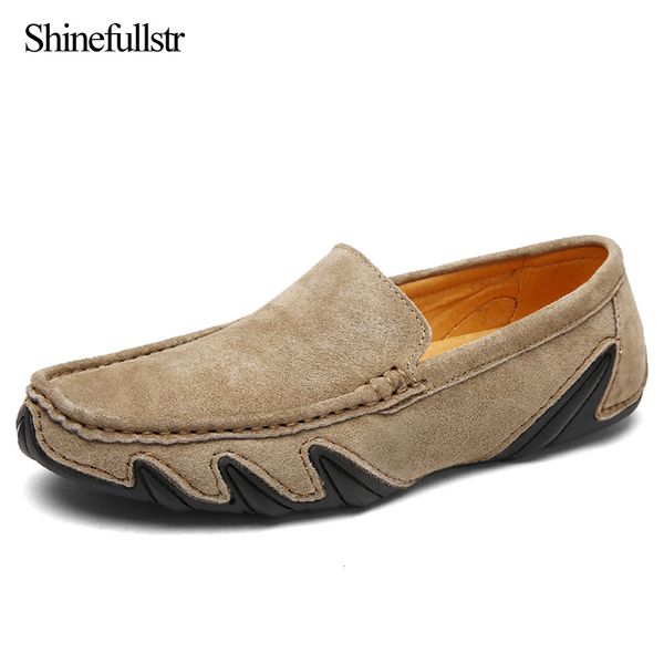 

suede driving shoes men loafers slip on leather spring mens chaussure homme cuir casual mocassin autumn fashion lofer man 38-46, Black