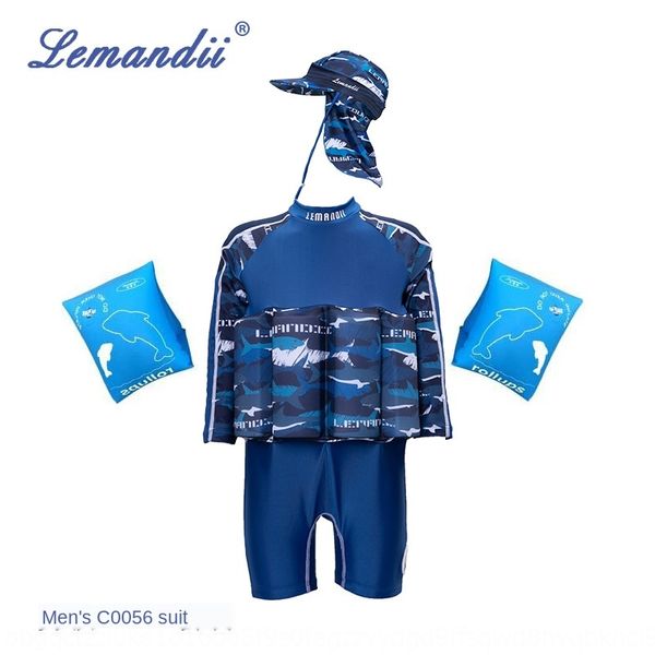 

lemandi children's long-sleeved swim hat swimsuit sunscreen hat plus arm ring and sunscreen cap swimming suit, White;black