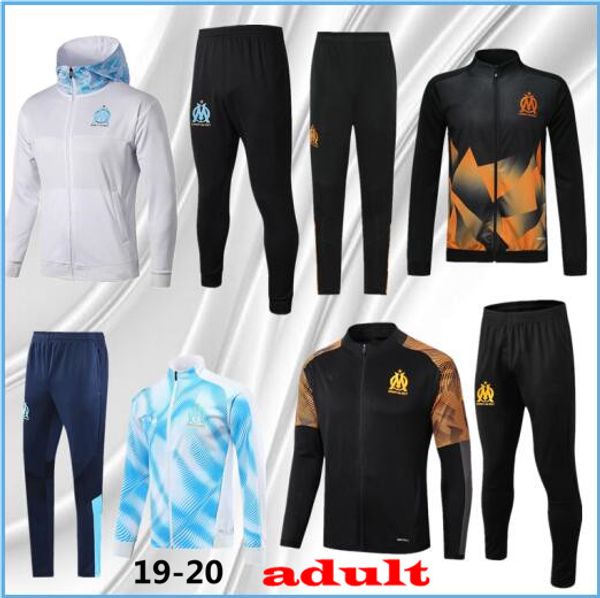 

2019 marseille football jacket tracksuit marseilles de foot payet thauvin anguissa jerseys 19 20 om long zipper jacket training, Black