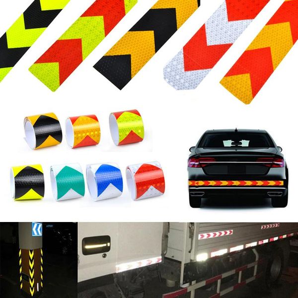 

1 pc 5cm*3m dual colors arrow lattice reflective tape sticker car styling for auto vehicle truck roadway motorcycle warning film