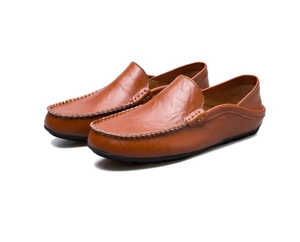

fashion leather men shoes casual breathable loafers men genuine leather moccasins comfortable flat men shoes waterproof footwear, Black
