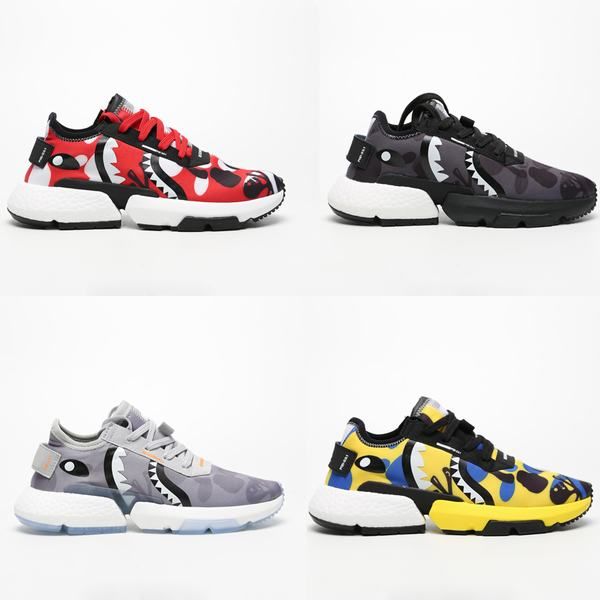 

(С коробкой) бесплатная доставка соседства POD S3.1 кроссовки мужчины красный желтый