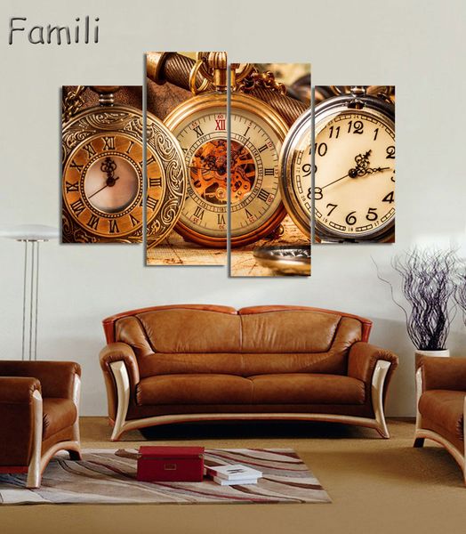 

4Picture Painting By Home Decoracion Painting Modern Picture For Living Room Decorative Print On Canvas Art Wall Pocket Watch