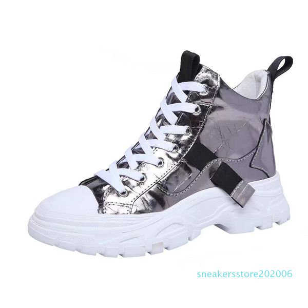 

italy designer shoes genuine leather flat casual shoes runner runing women high help sneakers trainers size 35-40 original packaging s06, Black