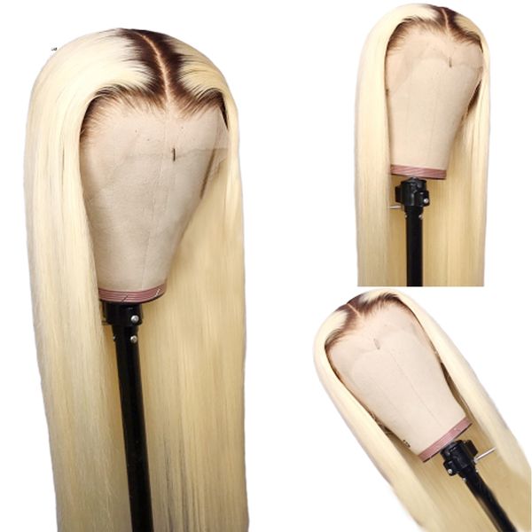 

peruvian 13x4 1b/613 blonde lace front human hair wigs indian brazilian straight hair 613 transparent lace frontal wigs with baby hair remy, Black;brown