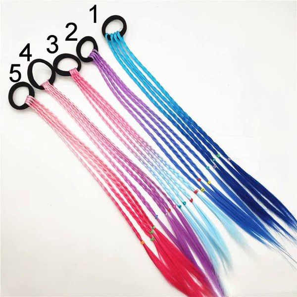 Estensioni dei capelli Parrucca per bambini Ragazze Donna Treccia Elastici Fasce per capelli Cravatte Coda di cavallo Copricapo Bobbles Accessori per fascia