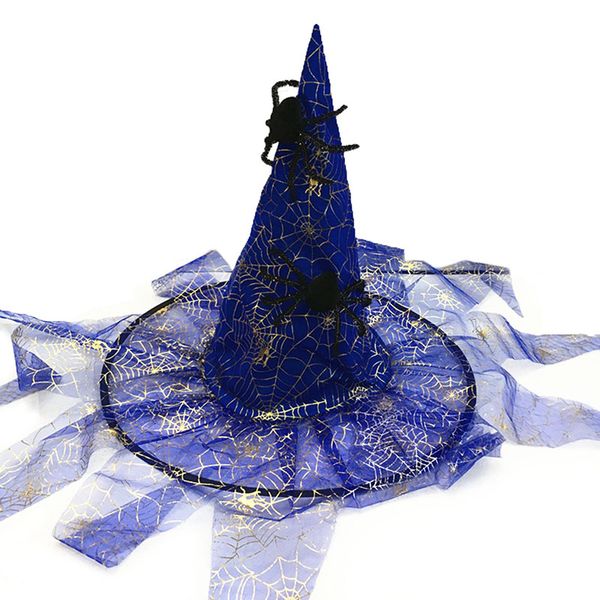 

halloween flowing triangle gauze veil spider web witch wizard hat dance party activities play a sorcerer dress up props supplies christmas, Silver