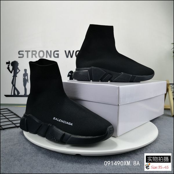 

2020 speed sock speed trainer casual balenciaga shoes for mens womens shoes speed stretch-knit mid sneakers size eur36-45, Black