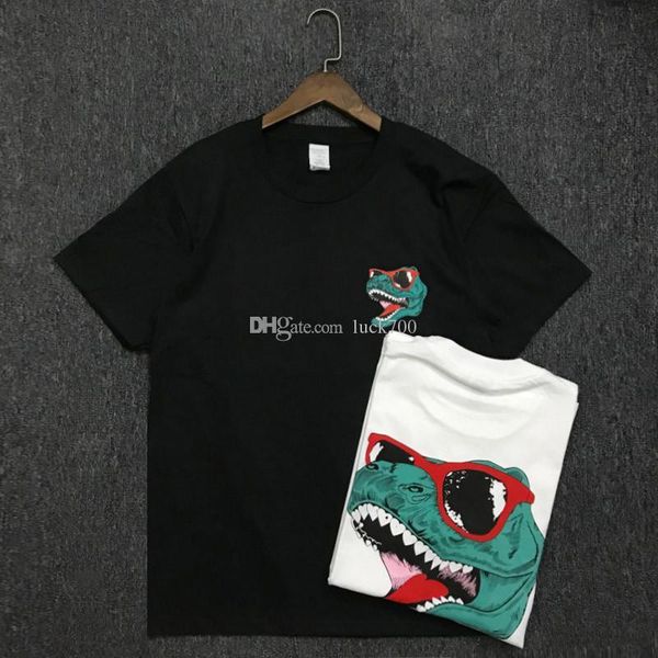 

19ss luxury mens конструктора тенниски хлопка высокого качества пары с коротким рукавом мужская крокодил печати тройники, White;black