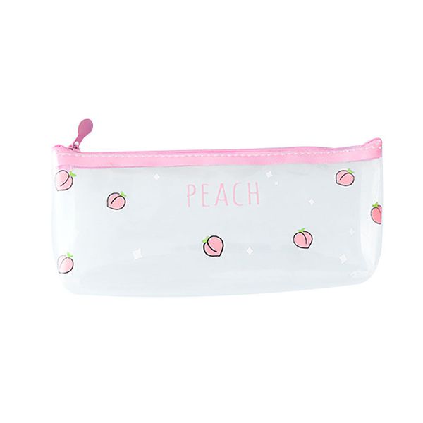 

1pc kawaii creative peach milk transparent pvc pencil case stationery storage bag school supplies gift