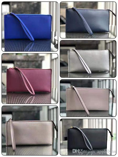 

10 colors brand designer wallets wristlets card holders women girls 3 layers, Red;black