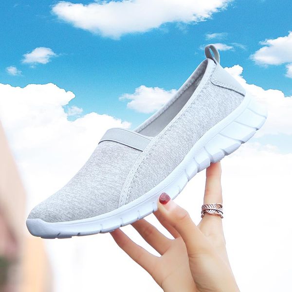 

big size lightweight shoes sport women summer womens running sneakers mesh female shoes breathe sports slip on gray a424