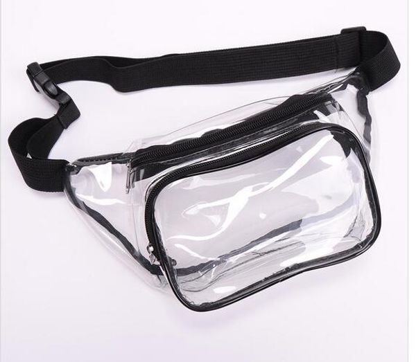 

fanny pack, adjustable waist bag withextra external pocket, clear bag with strong zipper, for football stadium, Black;white