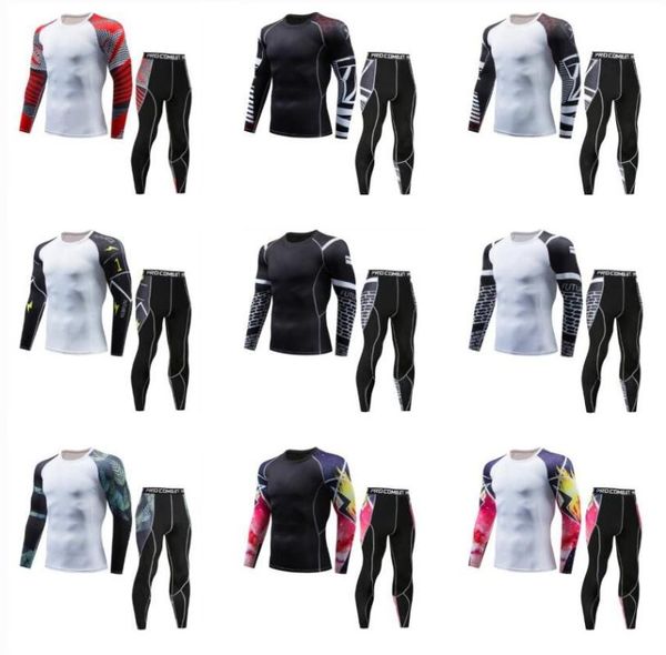 

men's base layer underwear set, cool gear quick long sleeve compression shirt and pants, sport fitness long johns, Black;blue