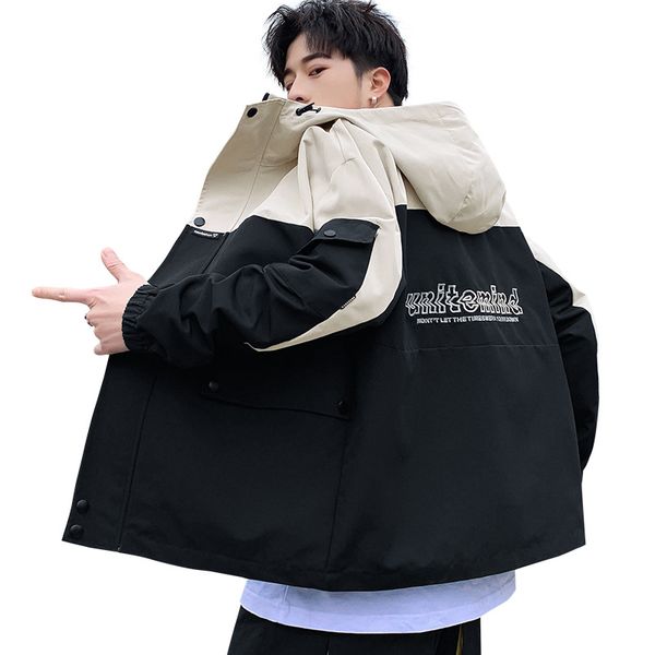 

vintage jacket men windbreaker 2019 spring autumn jacket men's hooded casual thick jackets male coat men coat outwear couple, Black;brown