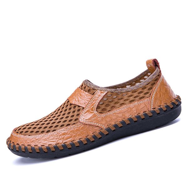 

летняя обувь мужские пляжные сандалии upstream shoes мужские дышащие балетки повседневные кожаные сандалии, Black