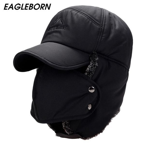 

winter hat bomber hats for men women thicken balaclava cotton fur winter earflap keep warm caps russian skull mask bomber hats y200110, Blue;gray