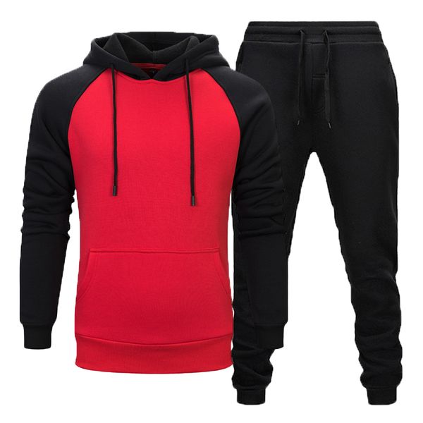 

2020 new fashion winter men thermal sportswear sets fleece thick track sweatshirts suit hoodie + training pants suit men set, Gray